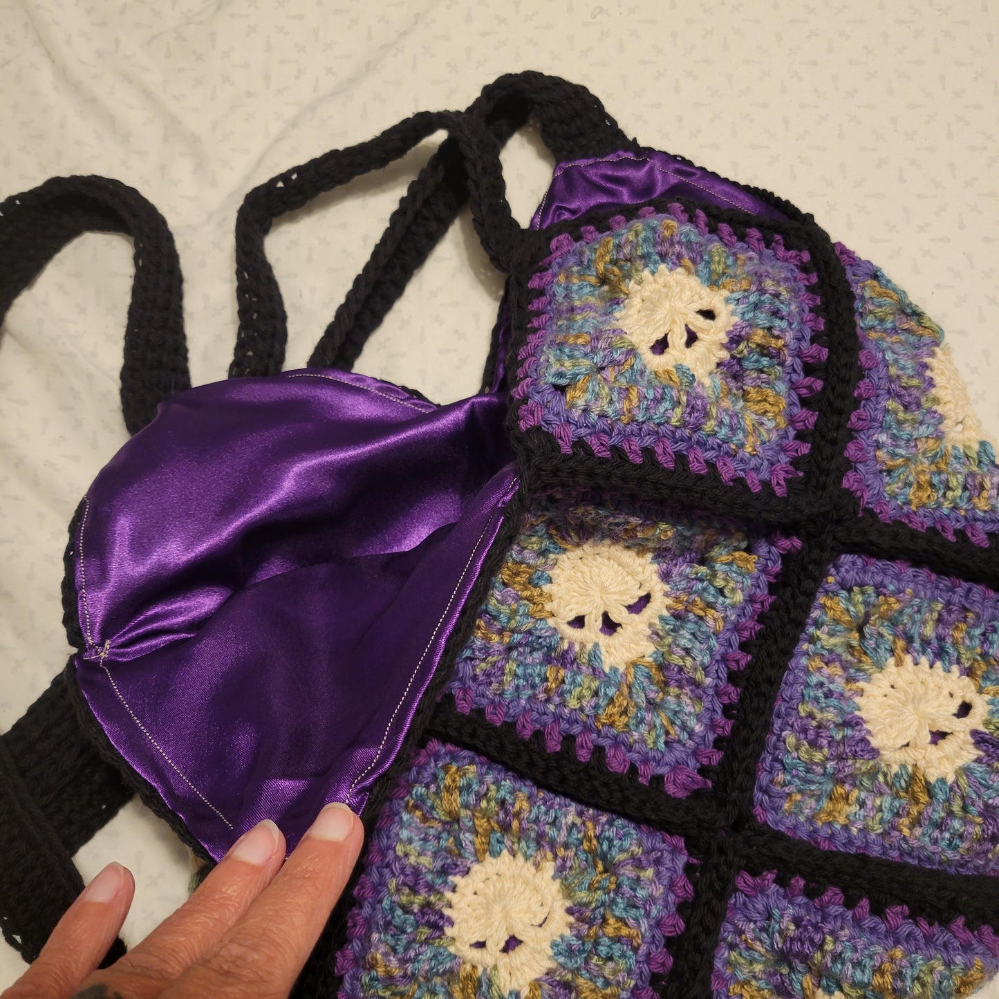 Crochet Skull Granny Square Bag