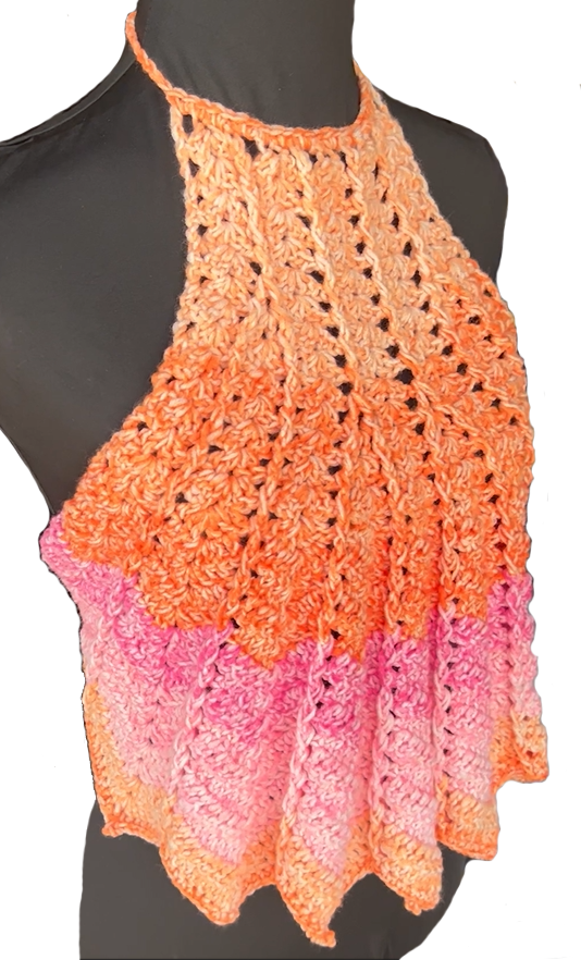Orange and Pink Ombre Halter Top