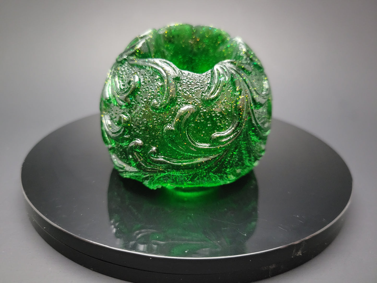 Decorative Translucent Resin Skull in Emerald Green
