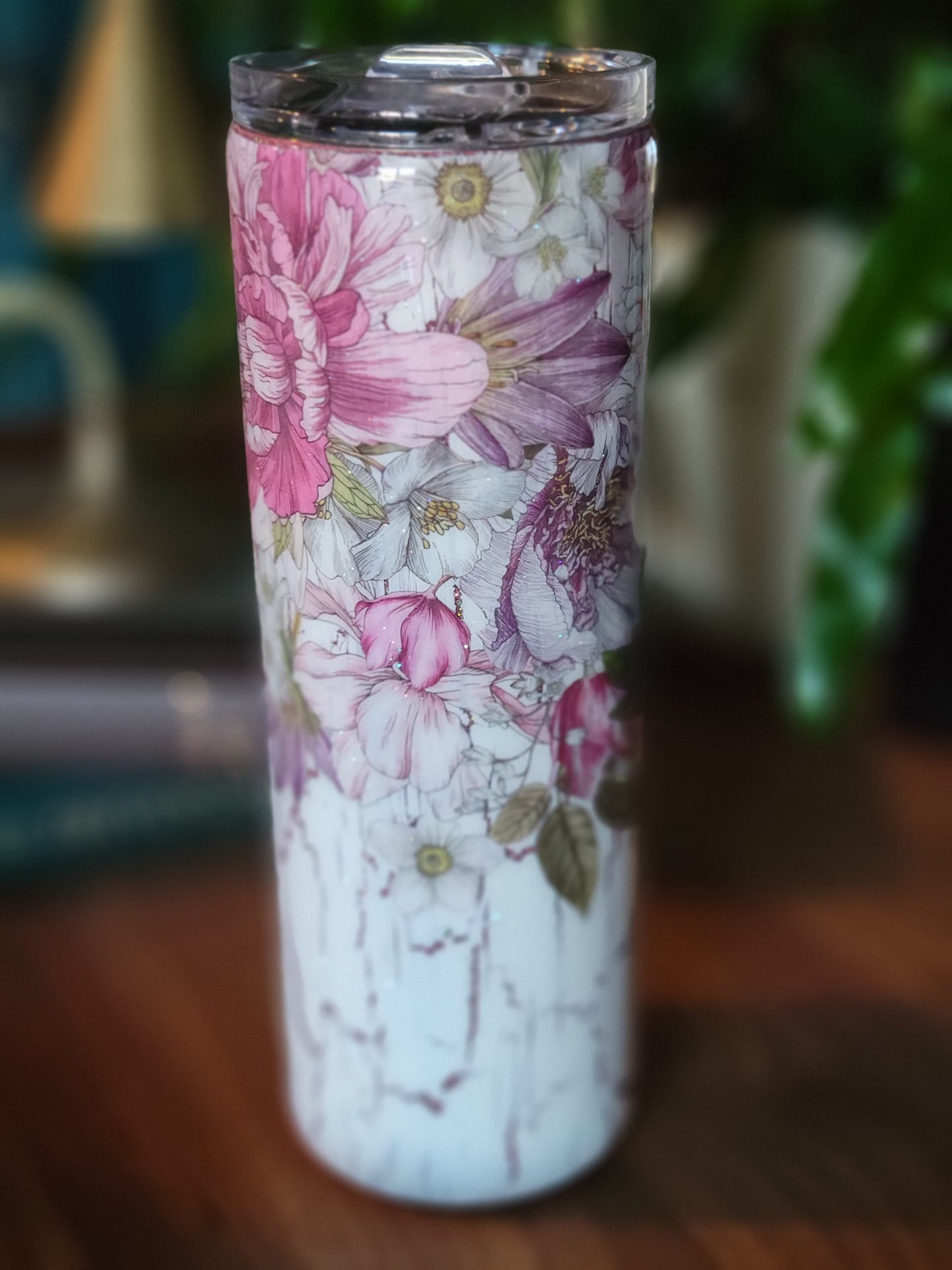 20 oz. Floral Crackle Stainless Steel Tumbler