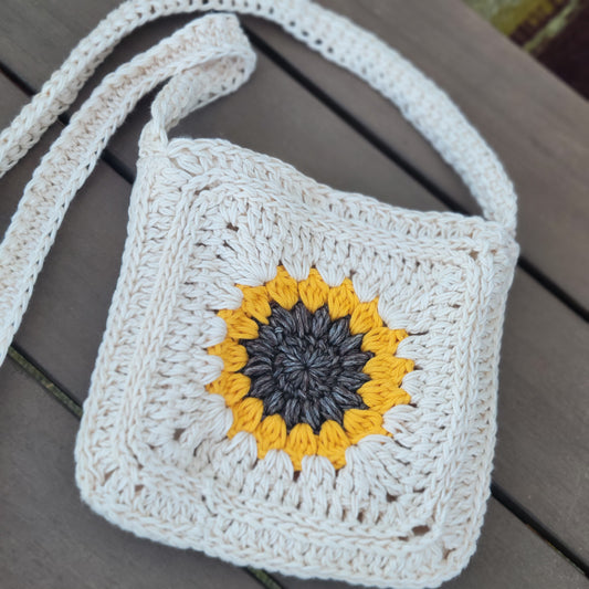 Crochet Sunflower Cross-Body Bag