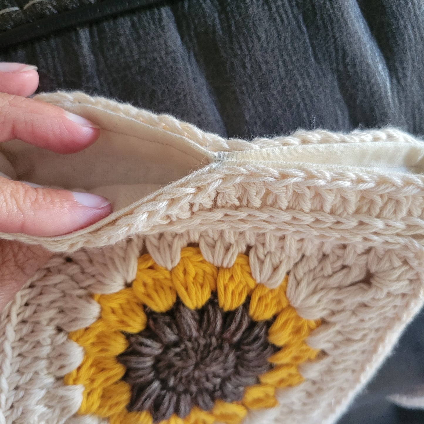 Crochet Sunflower Cross-Body Bag