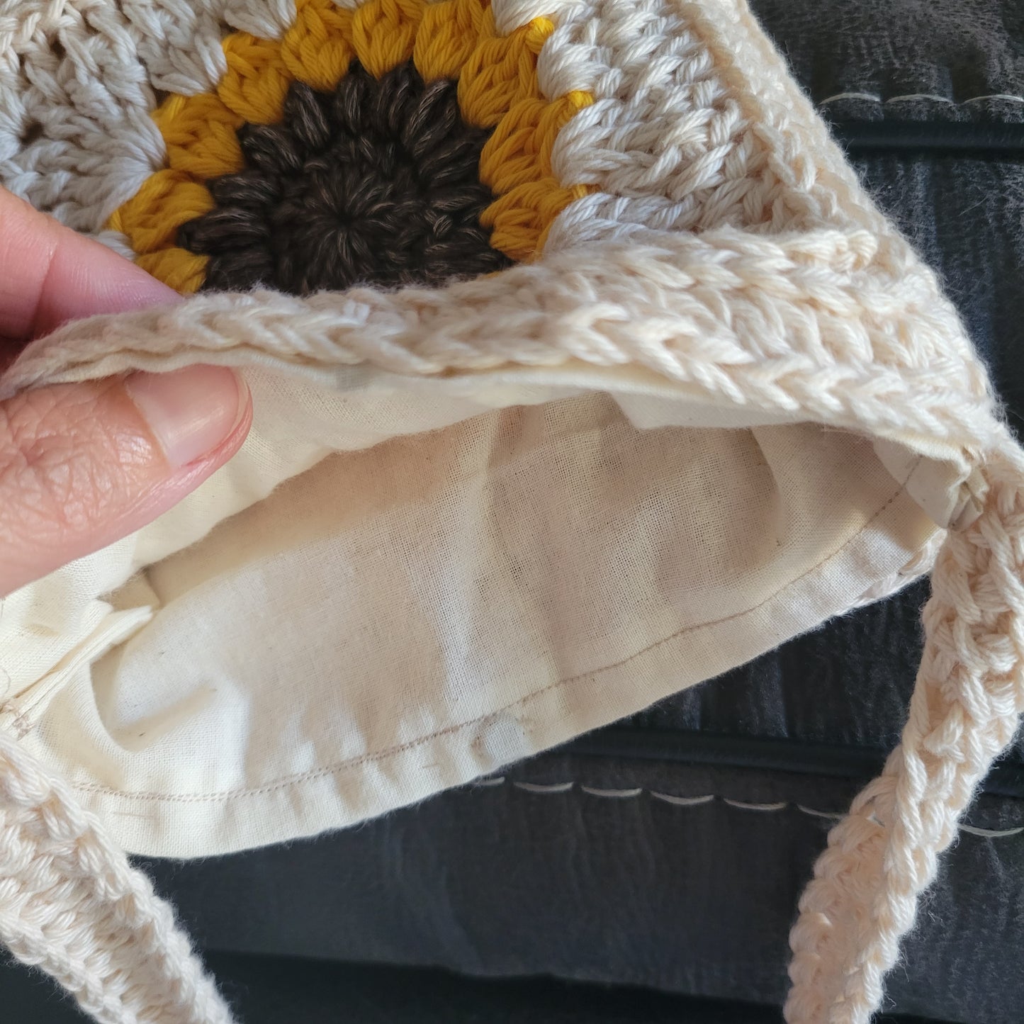 Crochet Sunflower Cross-Body Bag