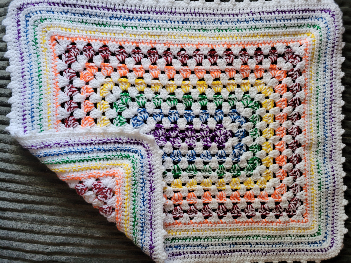 Rainbow Lovie/Stroller Crochet Blanket (22" x 26")