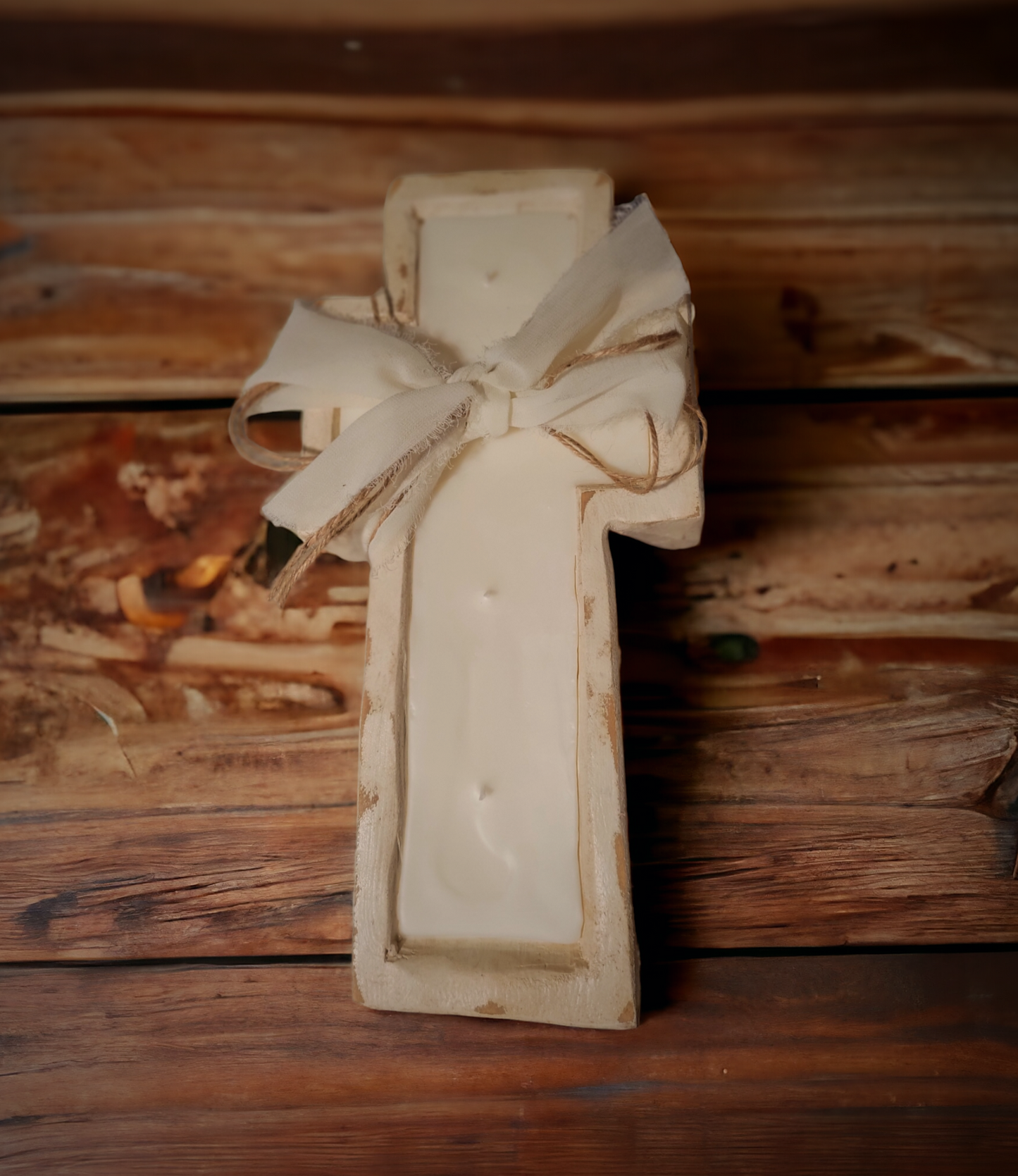 Hand-Poured 5-Wick Wooden Cross Candle