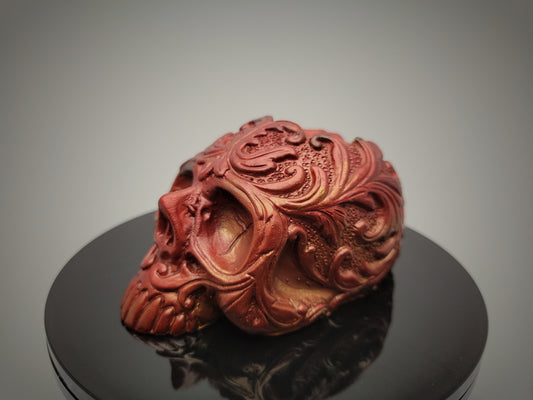 Decorative Resin Skull in Metallic Copper