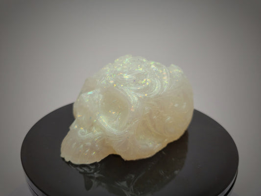 Decorative Resin Skull in Translucent Iridescent Pearl