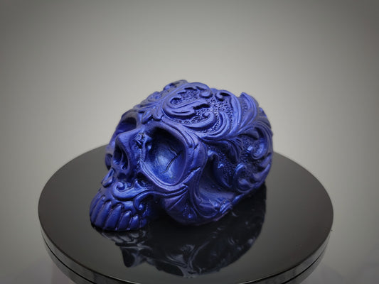 Decorative Resin Skull in Metallic Blue