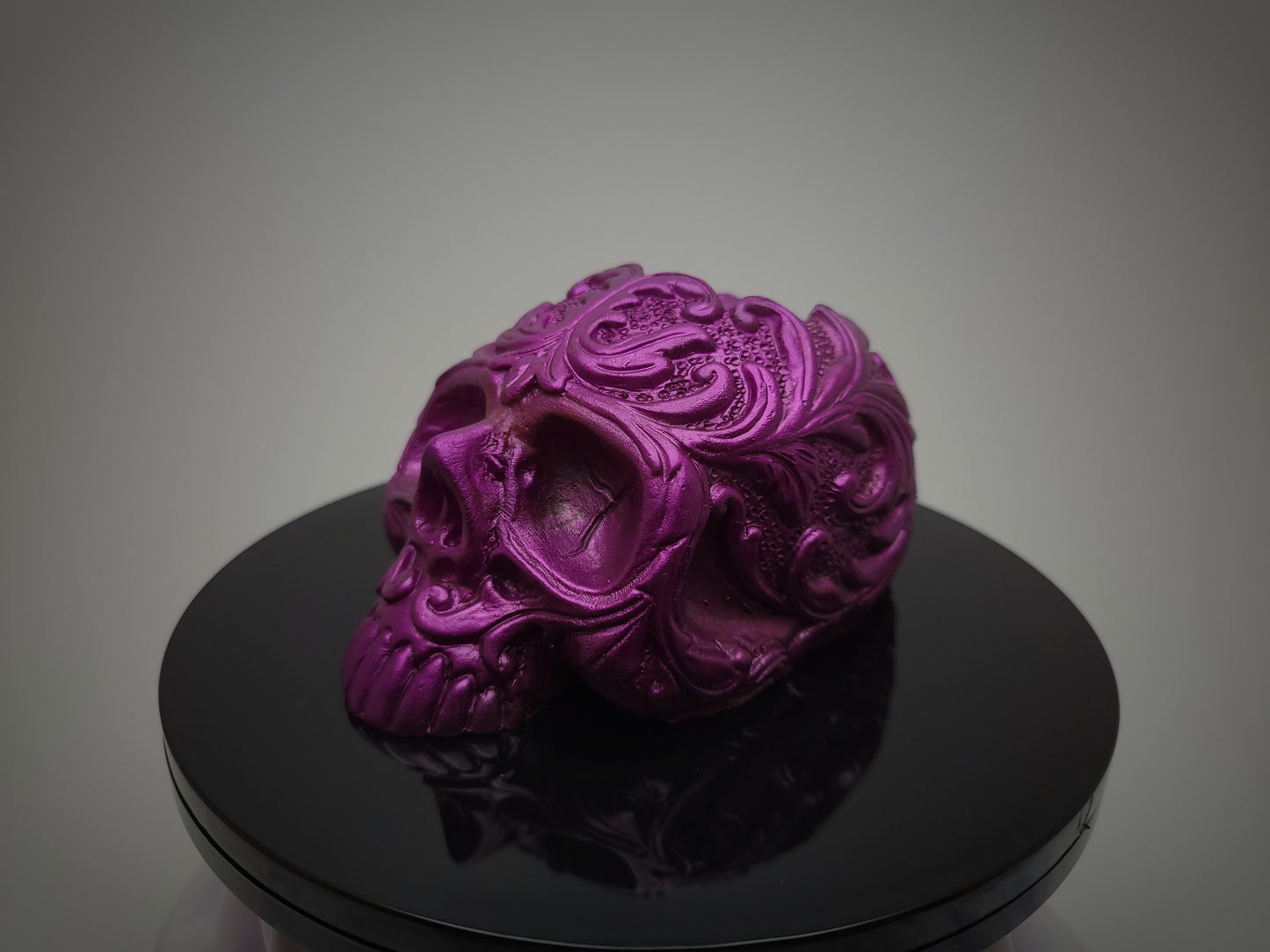 Decorative Resin Skull in Metallic Fuchsia