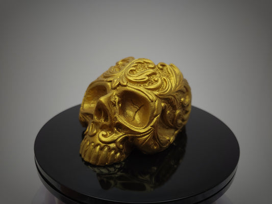 Decorative Resin Skull in Metallic Gold