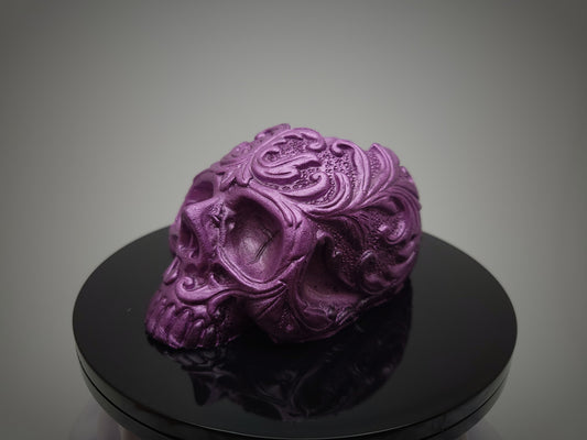 Decorative Resin Skull in Metallic Violet