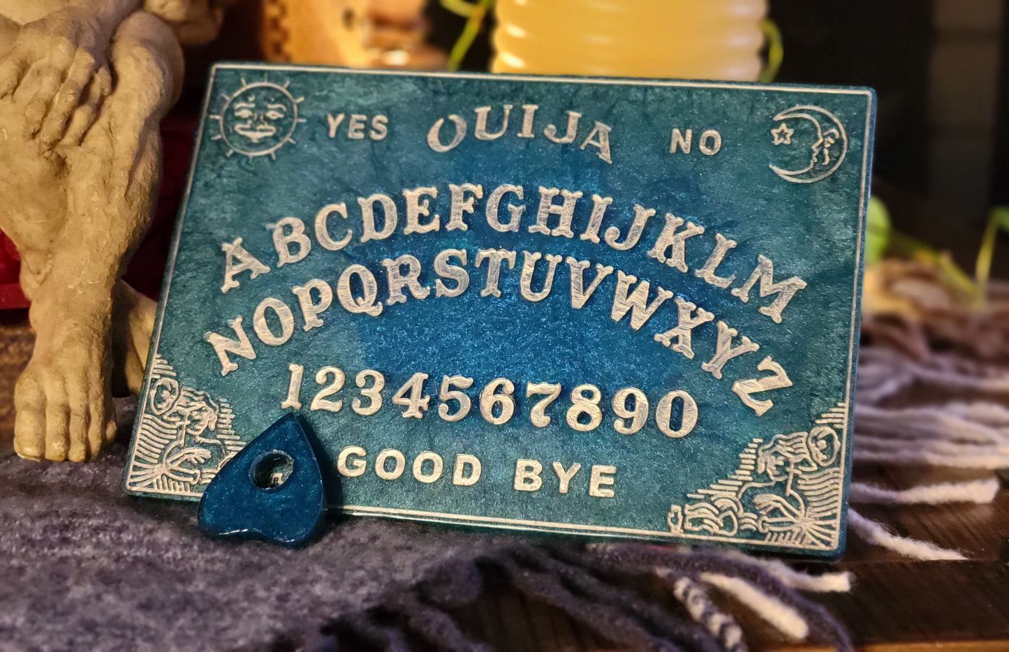 Decorative Ouija Board in Blue Sparkle