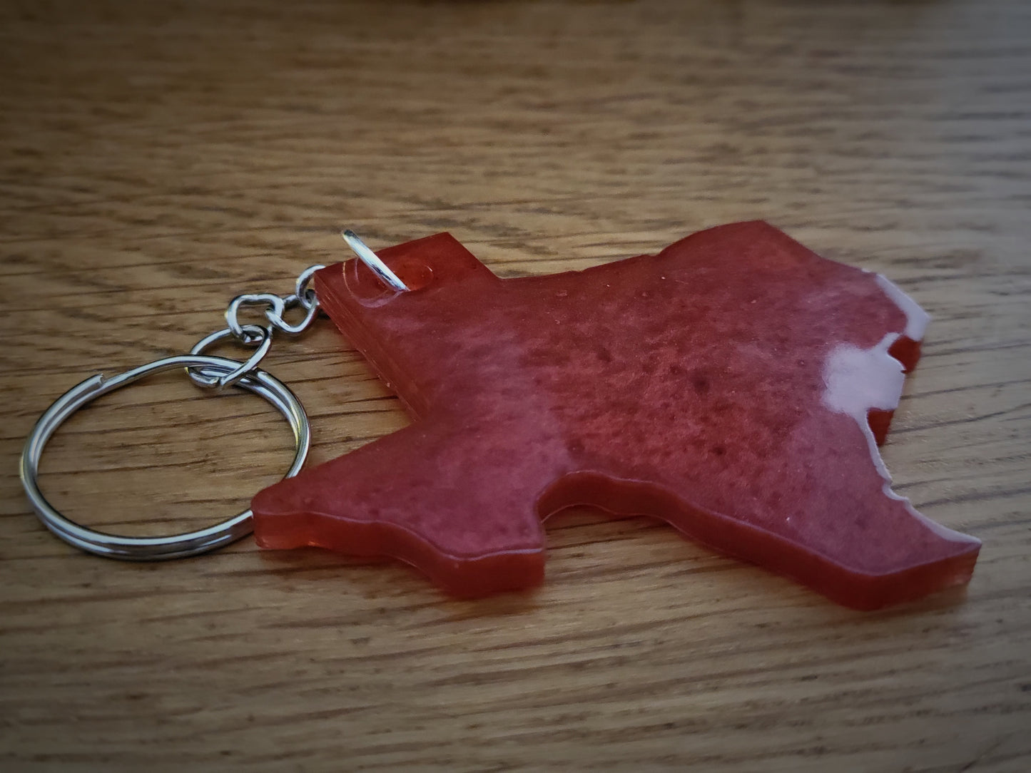 Texas Keychain in Translucent Red Sparkle