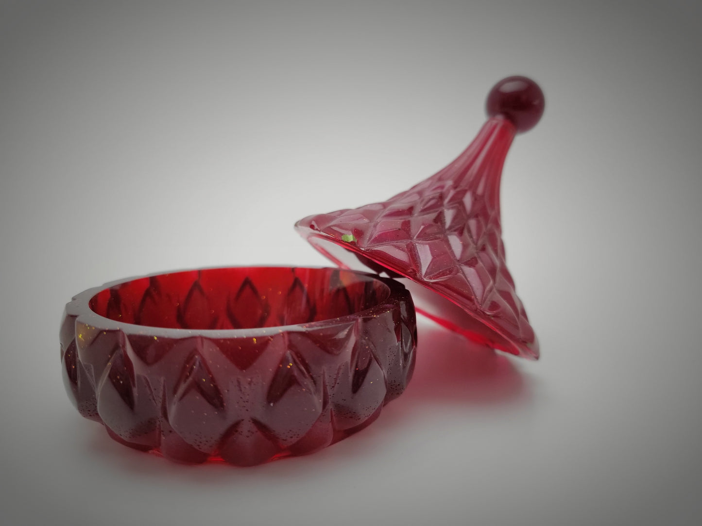 Trinket Box in Translucent Red Two-Toned