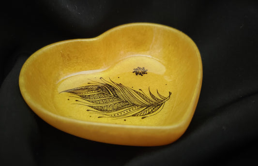 Heart Trinket Bowl, Gold Shimmer with Inside Graphic