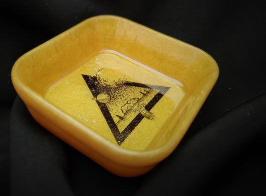 Square Trinket Bowl, Gold Shimmer with Inside Graphic