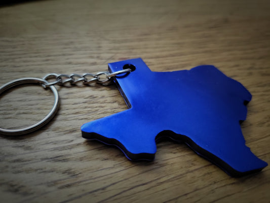 Texas Keychain in Blue Metallic