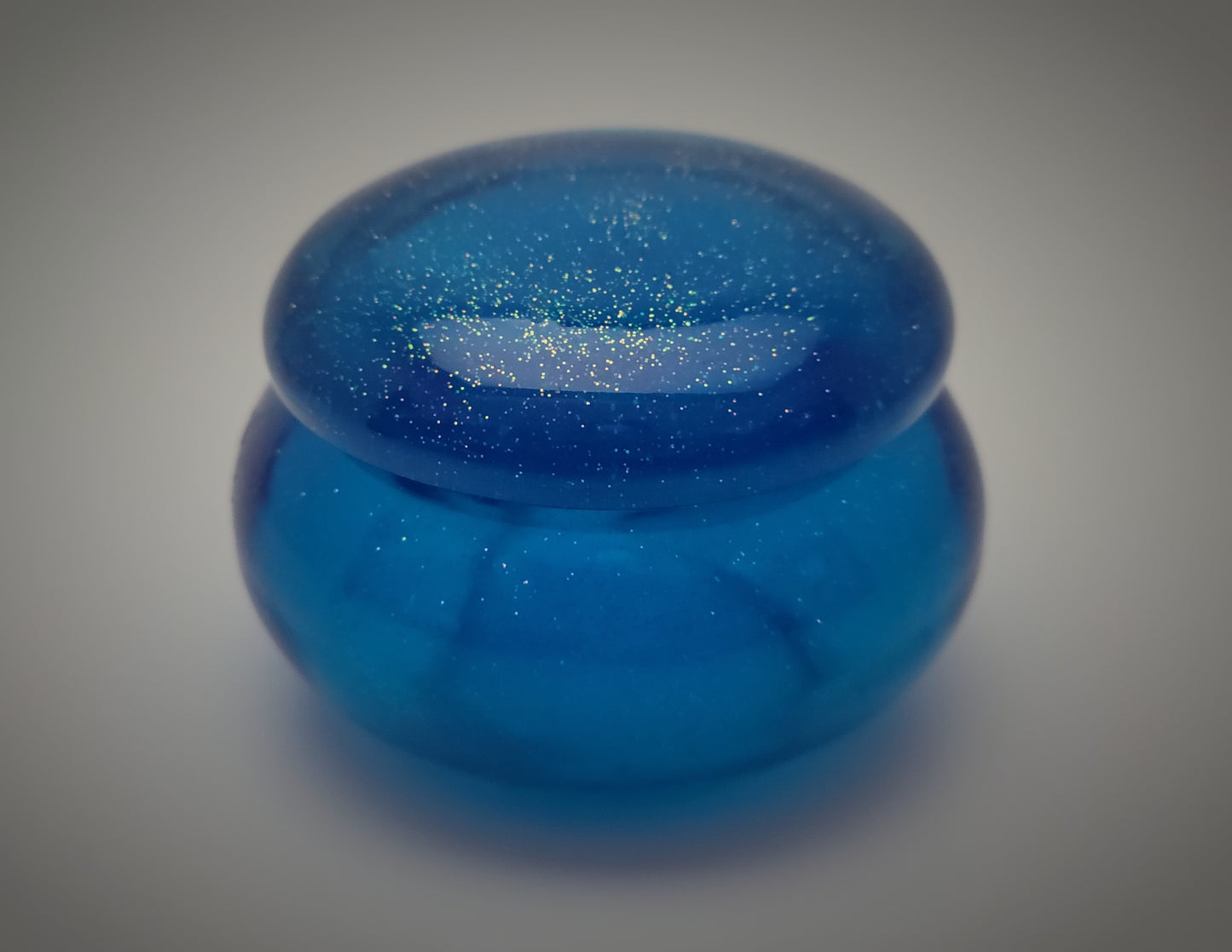 Small Trinket Box in Translucent Blue Sparkle