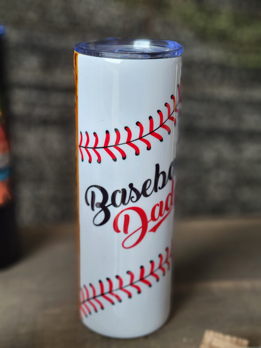 Baseball Dad Woodgrain Stainless Steel Tumbler