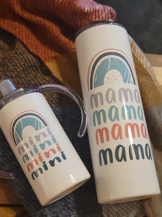 Mama and Mini 2-Piece Stainless Steel Tumbler Set - Rainbows