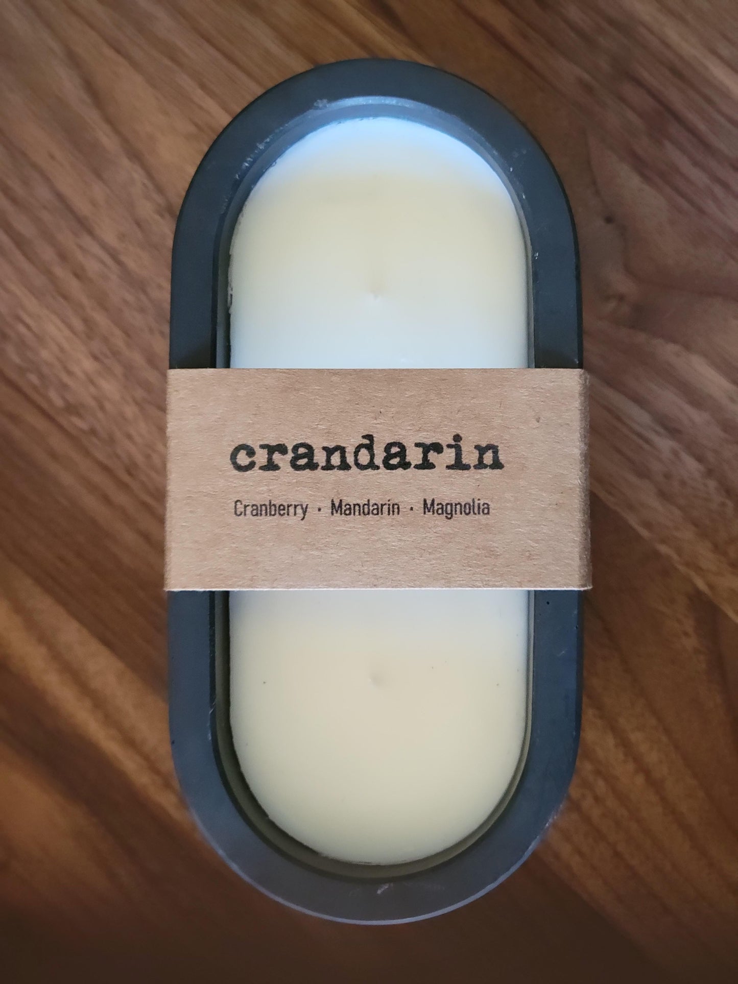 6.5" x 3.25" Oval Concrete 3 Wick Soy Candle - Crandarin