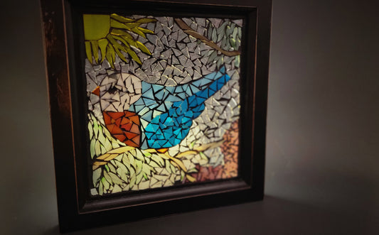 Framed Glass Mosaic, Blue Whistler