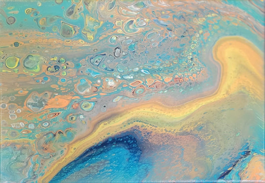 9x11 Abstract Acrylic Painting, Liquid Pastel