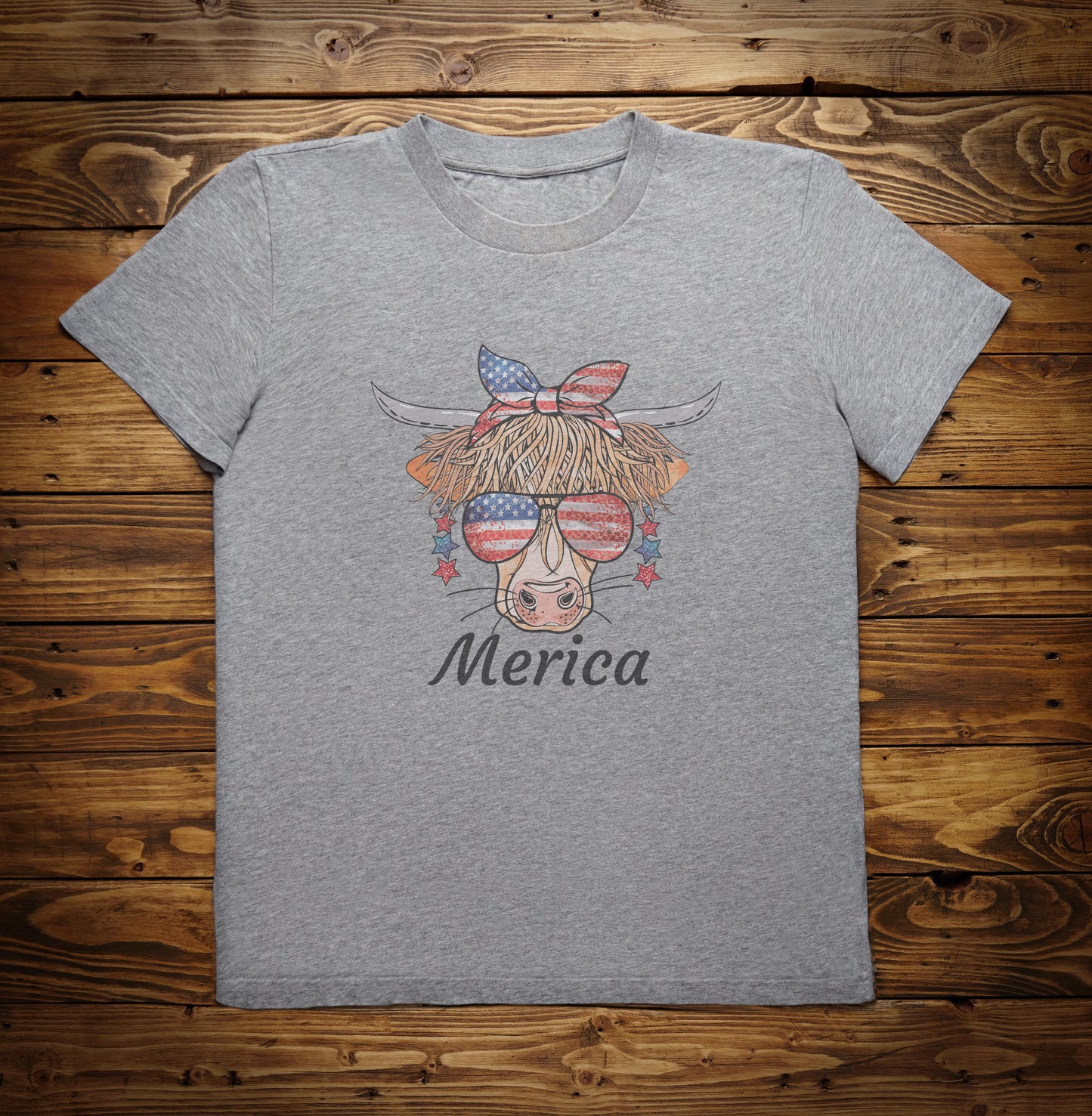 Murica Patriotic Cow Tee