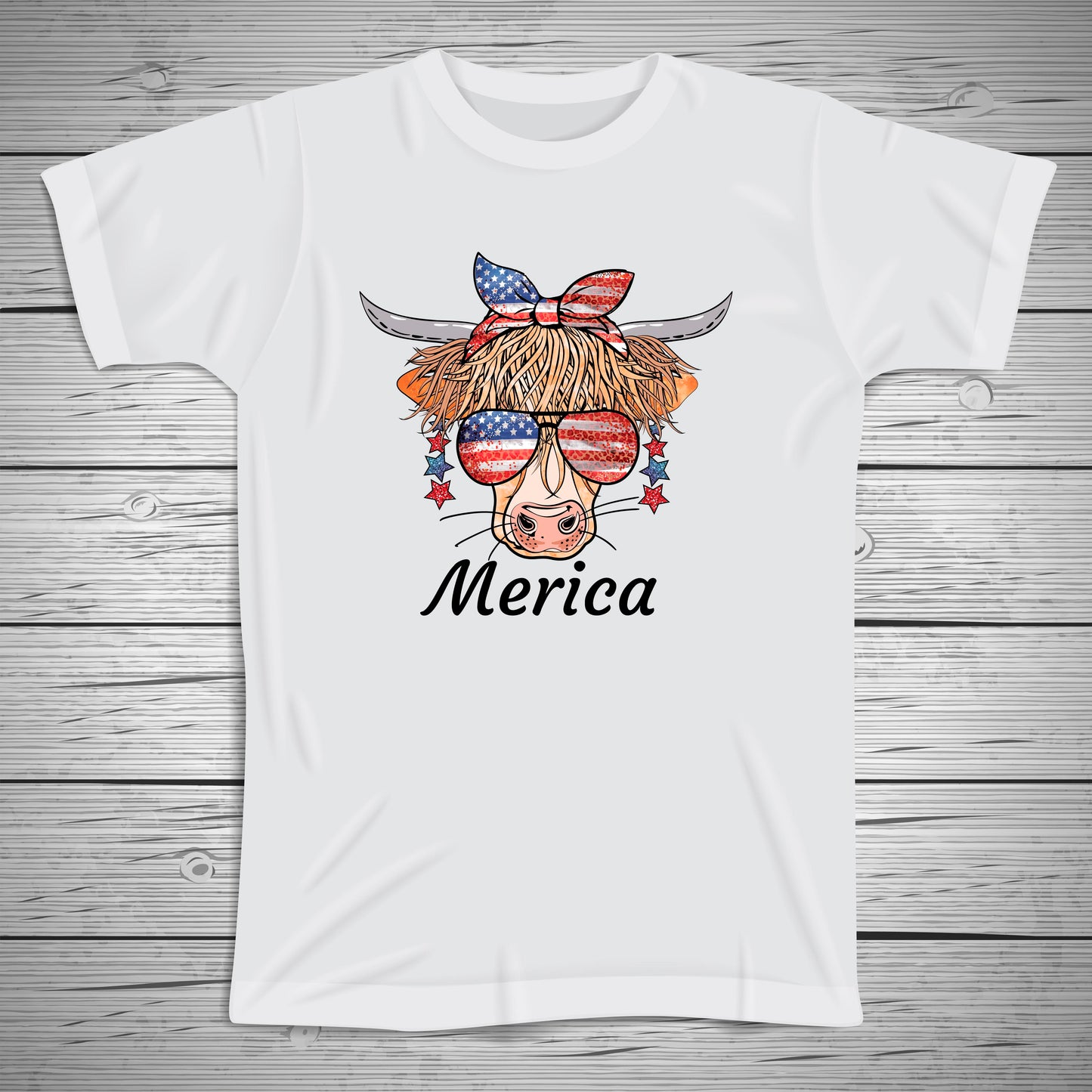 Murica Patriotic Cow Tee