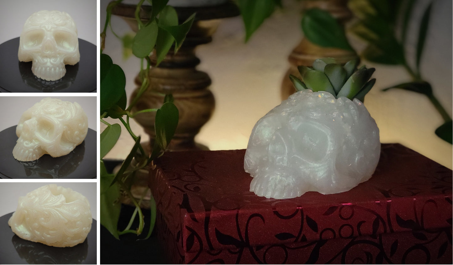 Decorative Resin Skull in Translucent Pearl