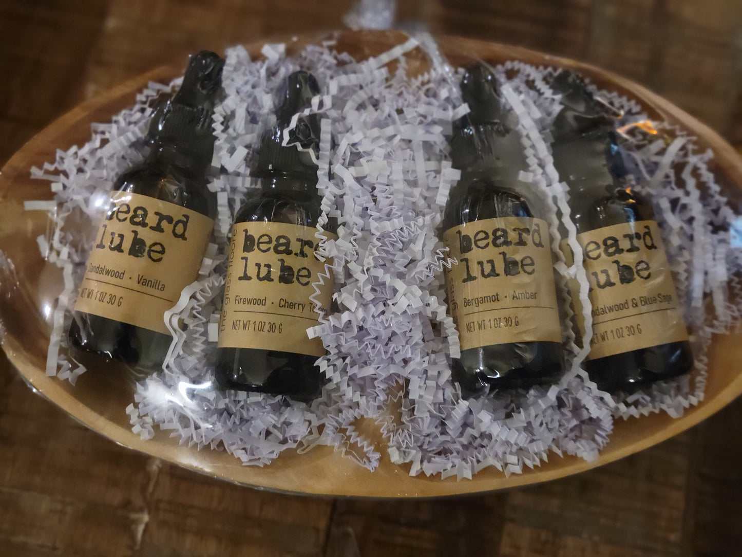 Beard Lube Sampler with Wooden Valet Tray