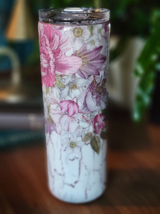 20 oz. Floral Crackle Stainless Steel Tumbler