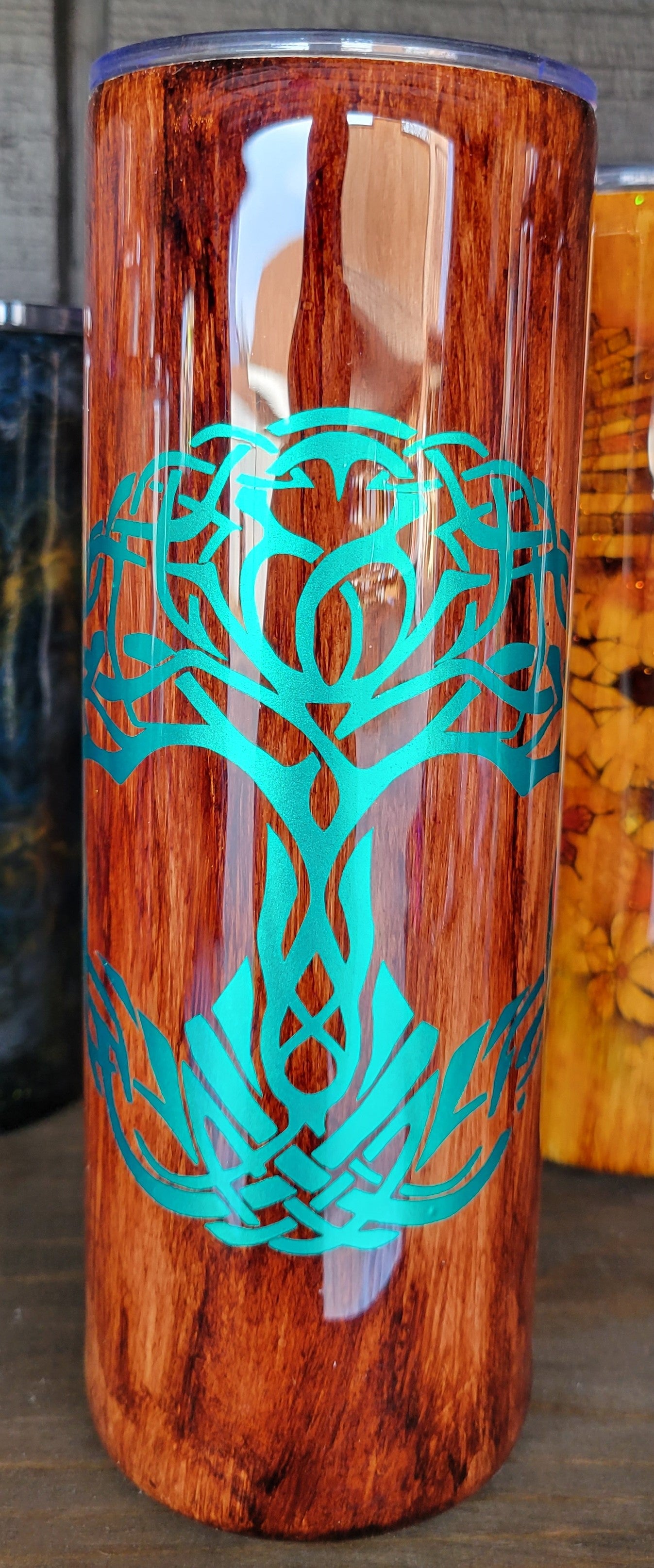 20 oz. Woodgrain Tree of Life Stainless Steel Tumbler